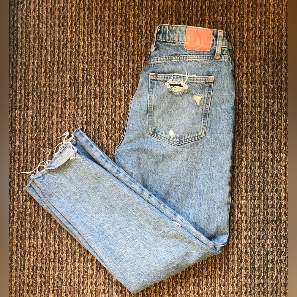 Zara Ripped Wide Leg Jeans